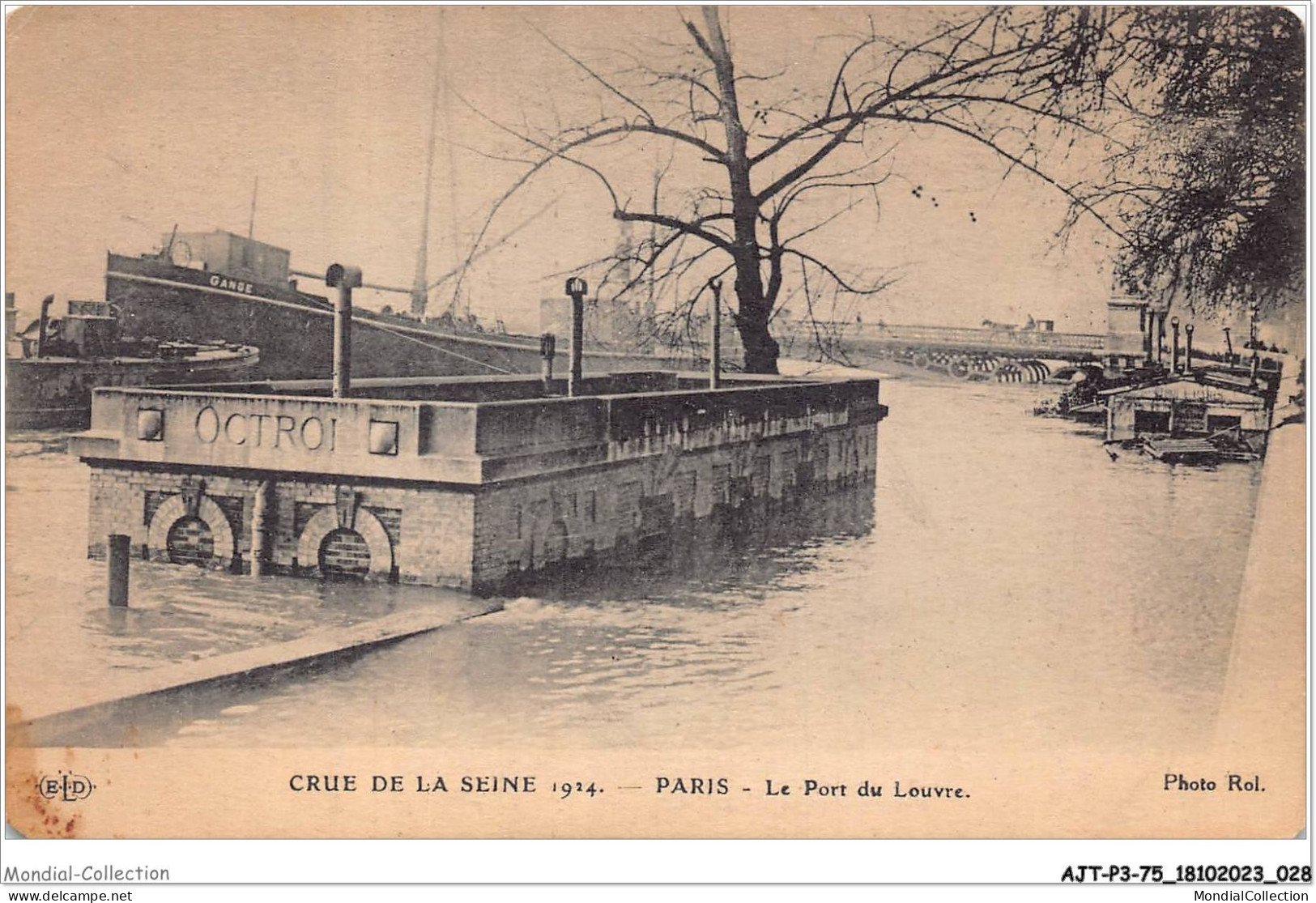 AJTP3-75-0307 - INNONDATION - Port Du Louvre  - Paris Flood, 1910