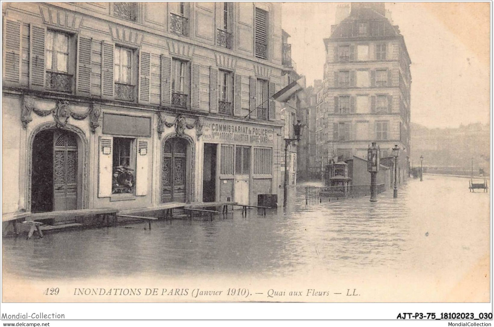 AJTP3-75-0308 - INNONDATION - Quai Aux Fleurs  - Überschwemmung 1910