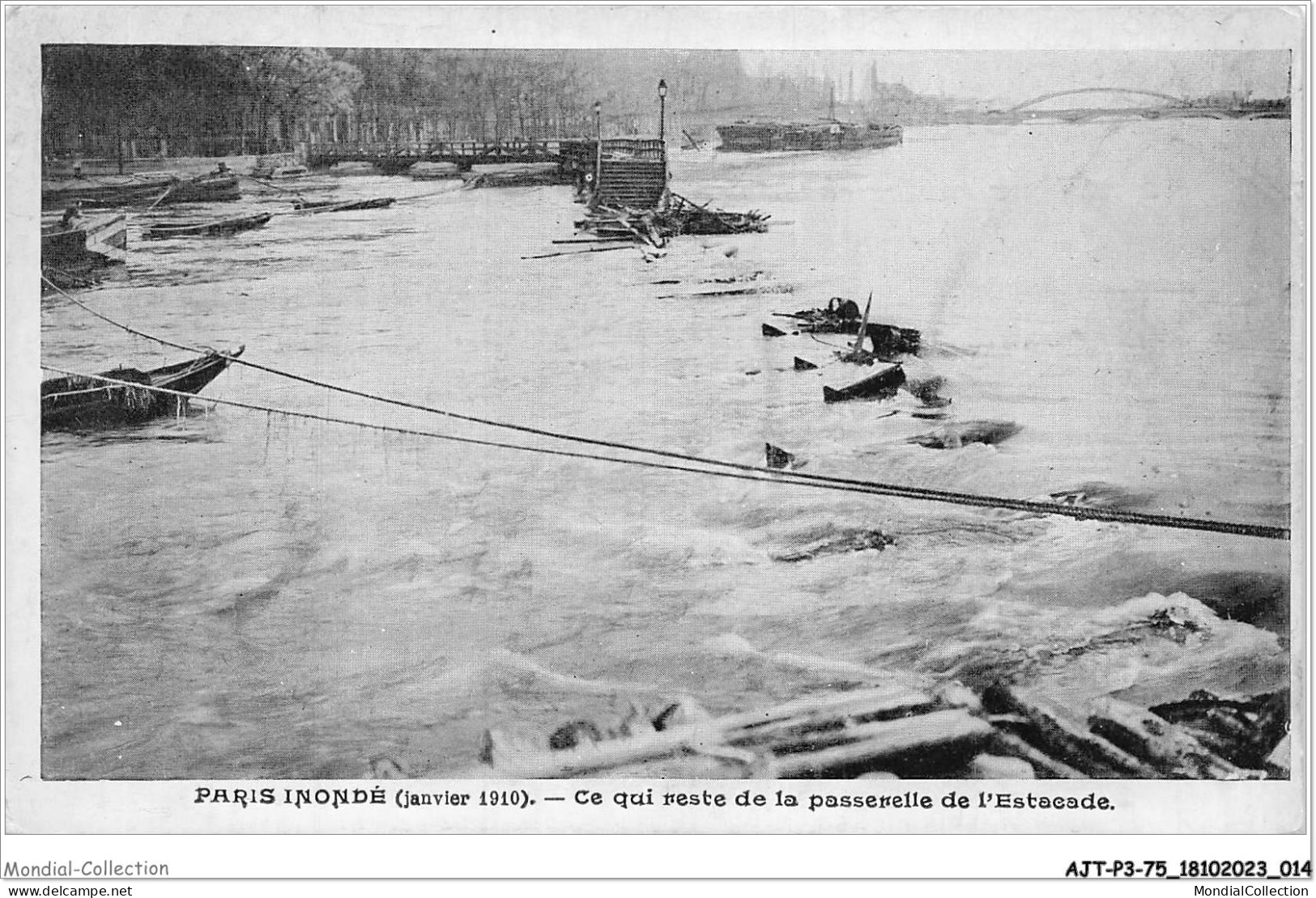 AJTP3-75-0300 - INNONDATION - Ce Qui Reste De La Passerelle De L'Estacade  - Paris Flood, 1910