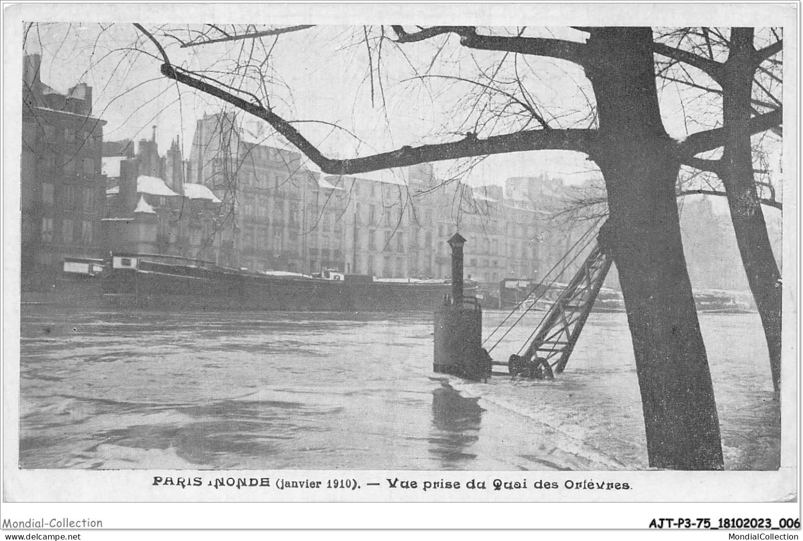 AJTP3-75-0296 - INNONDATION - Vue Prise Du Quai Des Orfévres  - Überschwemmung 1910