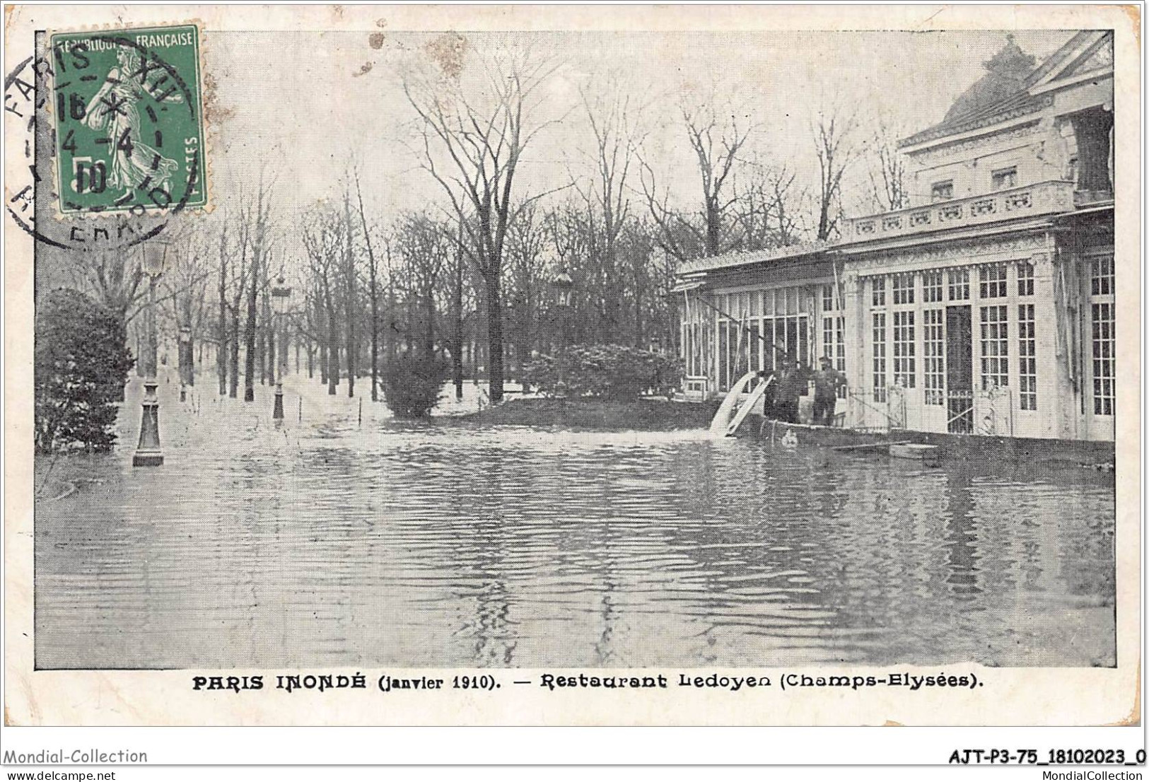 AJTP3-75-0293 - INNONDATION - Restaurant Ledoyen  - Paris Flood, 1910