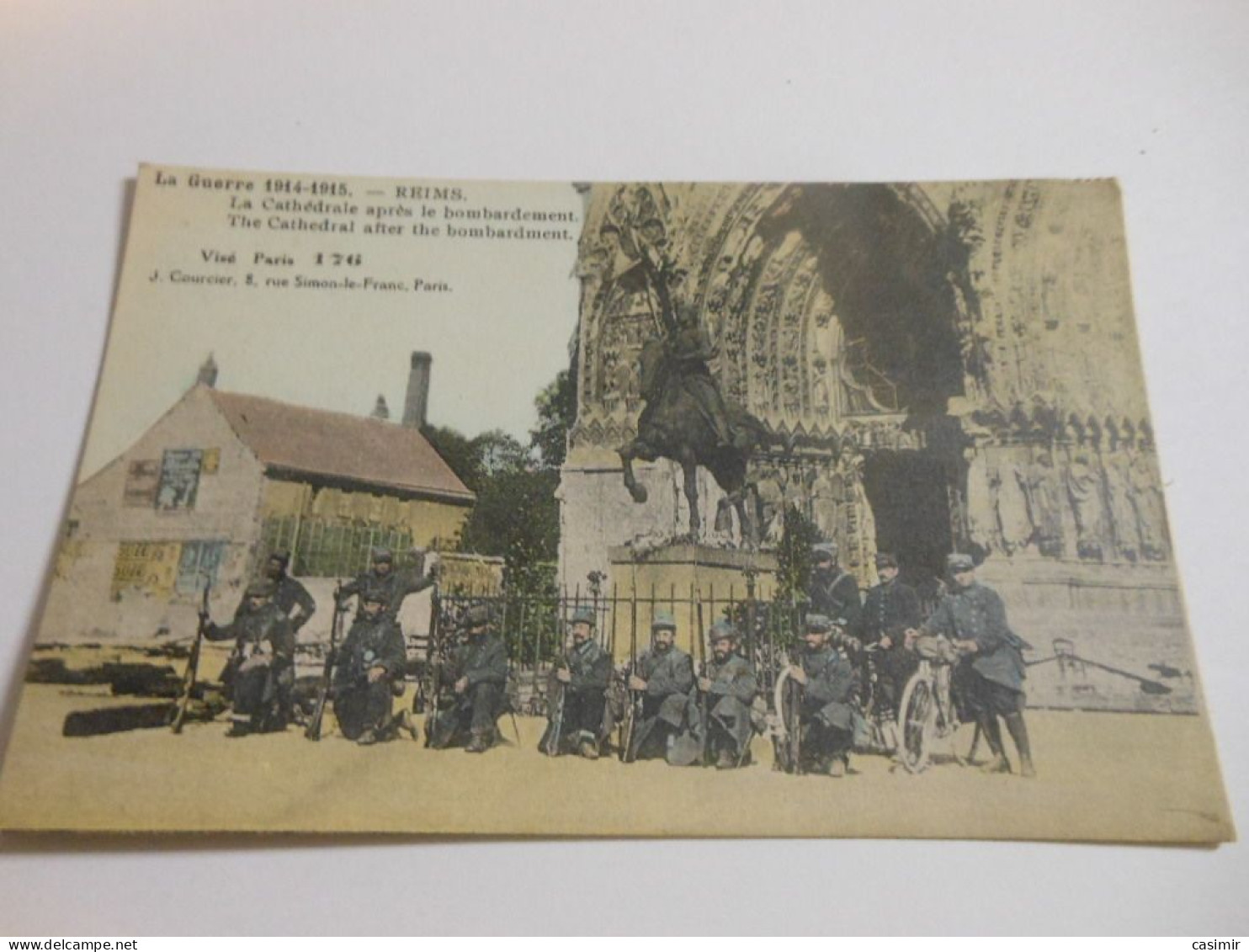 CPA-51001 - REIMS La Guerre 1914-1915 La Cathédrale Après Le Bombardement - Poilus Vélo - Reims