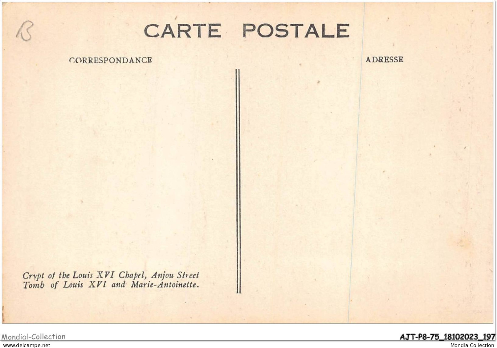 AJTP8-75-0917 - PARIS - Crypte De La Chapelle Louis XVI - Iglesias