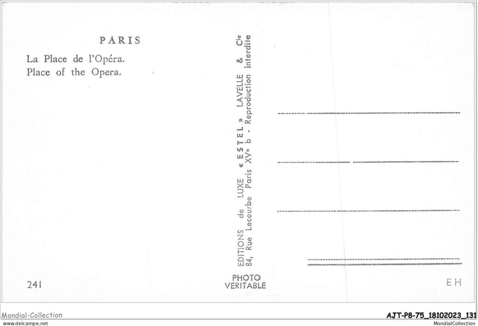 AJTP8-75-0884 - PARIS - La Place De  L'opéra  - Plätze