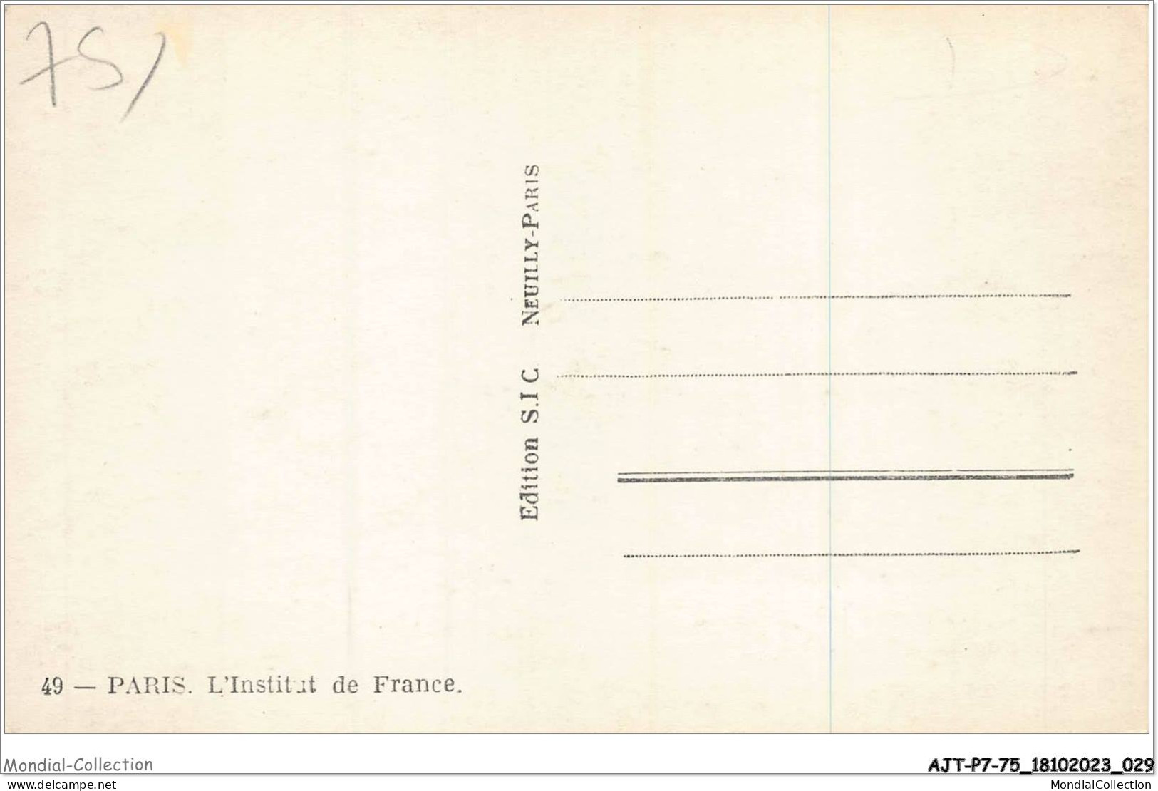 AJTP7-75-0728 - PARIS - L'institut De France  - Enseignement, Ecoles Et Universités