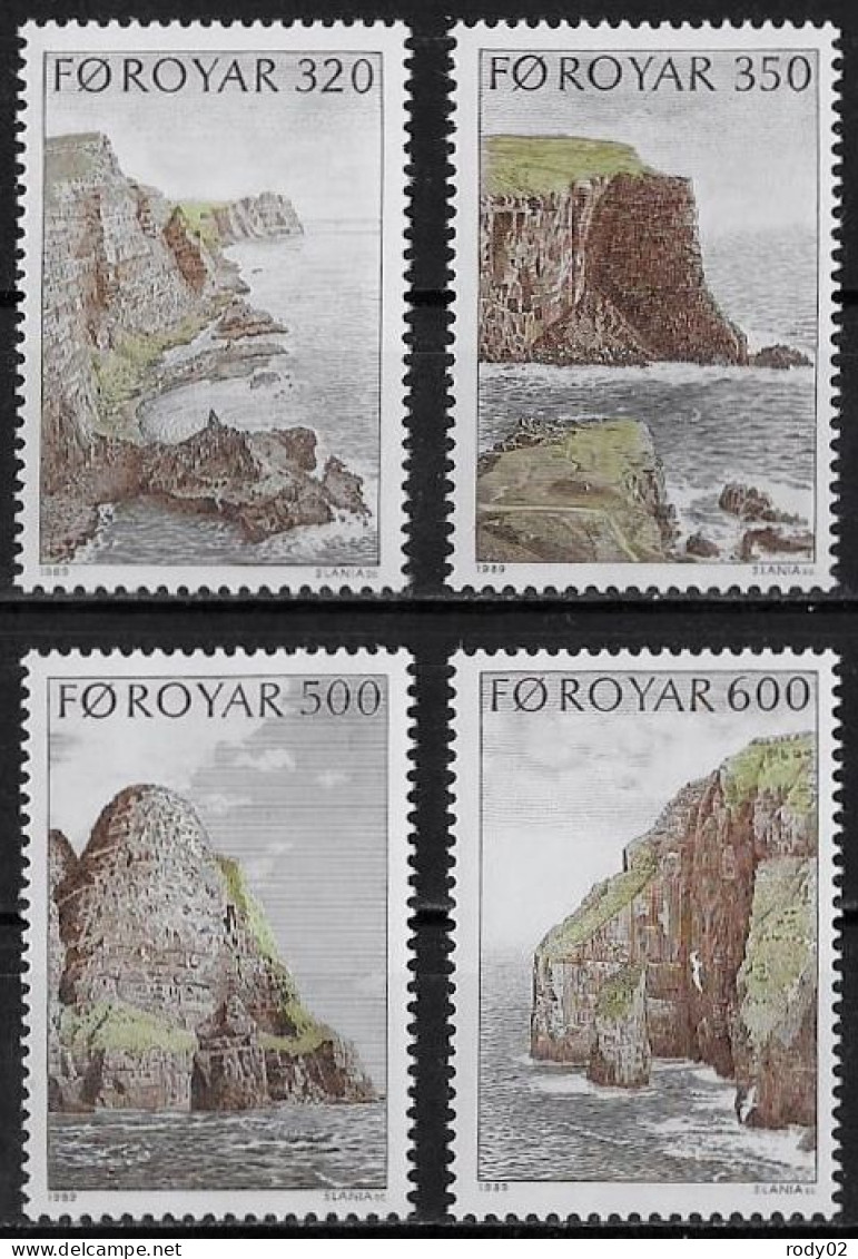 FEROE - FALAISES DES COTES FEROIENNES - REFUGE D'OISEAUX DE MER - N° 184 A 187 - NEUF** MNH - Färöer Inseln