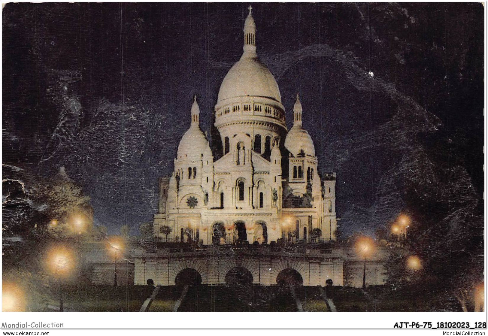 AJTP6-75-06477 - PARIS - Sacré Coeur De Montmartre  - Parijs Bij Nacht