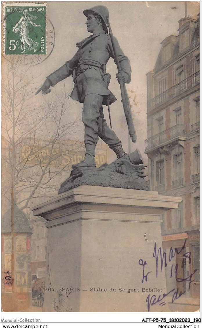 AJTP5-75-0607 - PARIS - Satut Du Sergent Bobillot - Statues