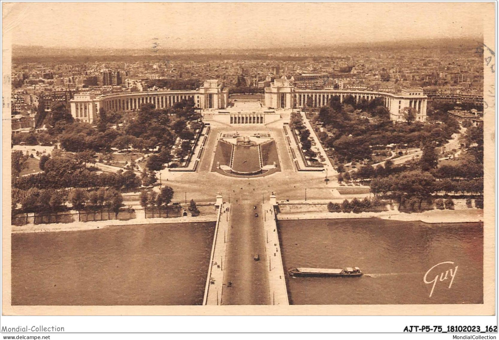AJTP5-75-0593 - PARIS - Les Jardins Du Trocadero, Palais De Chaillot  - Mehransichten, Panoramakarten
