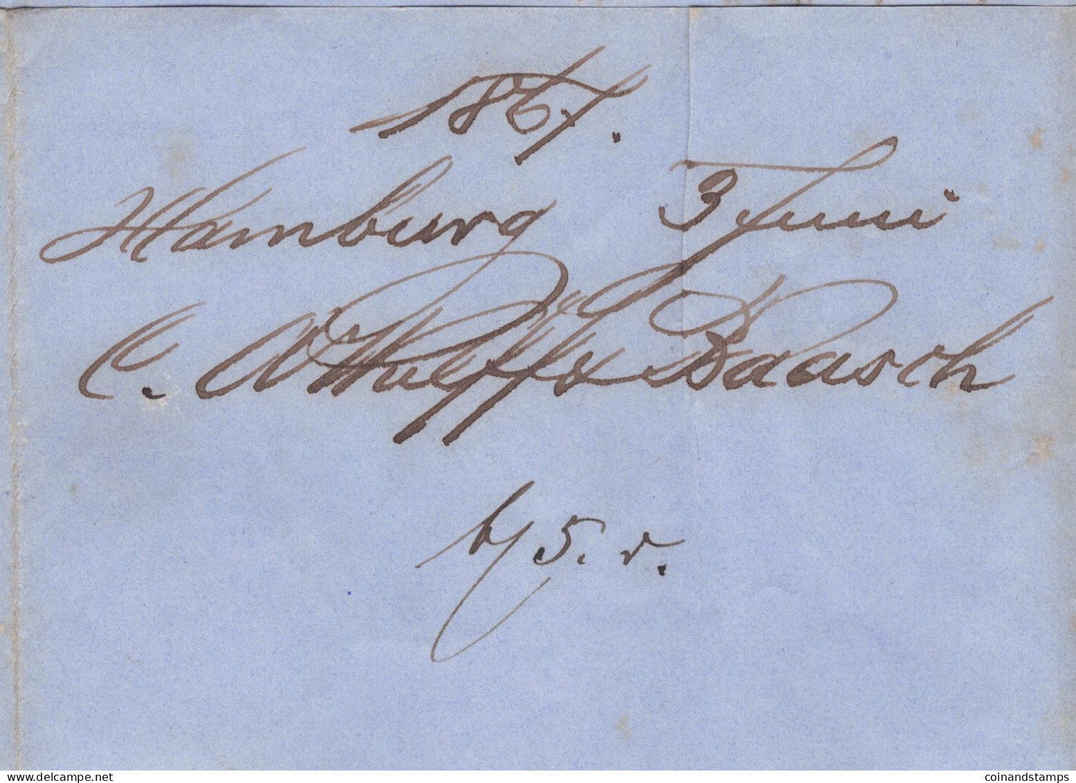 Hamburg Brief Mit Mi.-Nr.18a Als EF. Orig. Gelaufen Hamburg 3/6 1867 Nach Eybau über Ober Oderwitz, Feinst - Briefe U. Dokumente