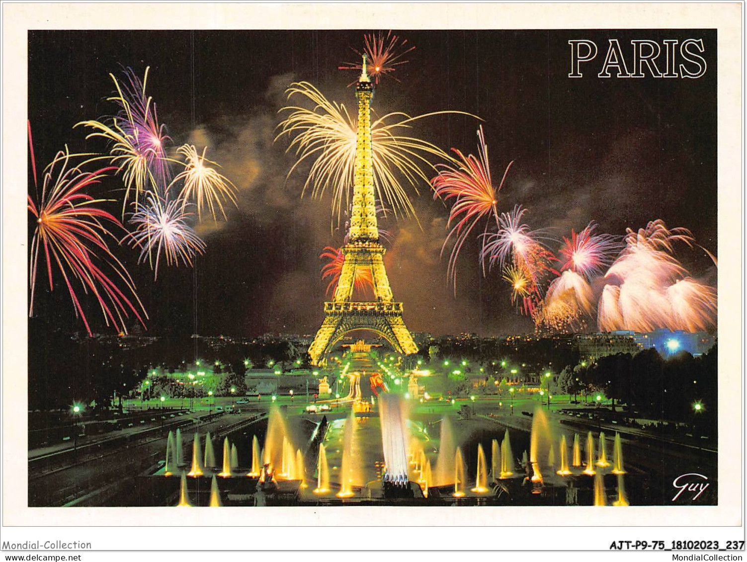 AJTP9-75-01039 - PARIS - Les Jets D'eau Du Trocadero - Parijs Bij Nacht