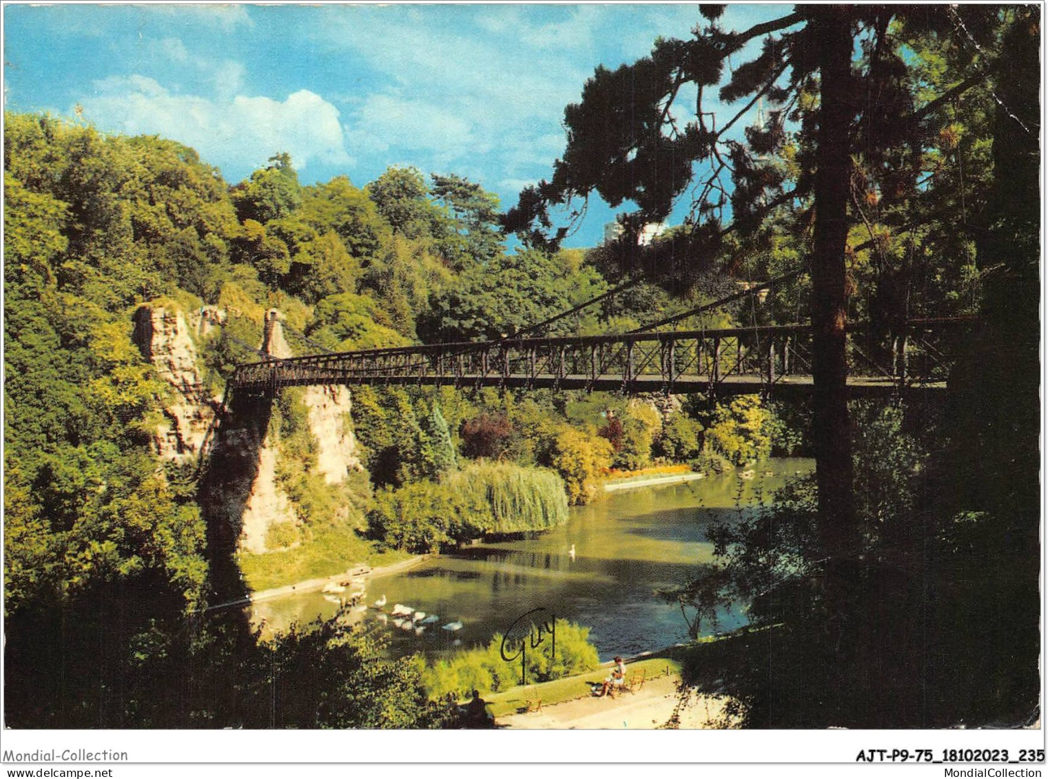 AJTP9-75-01038 - PARIS - Parc Des Buttes-chaumont, Passerelle Suspendue Et Le Lac - Mehransichten, Panoramakarten