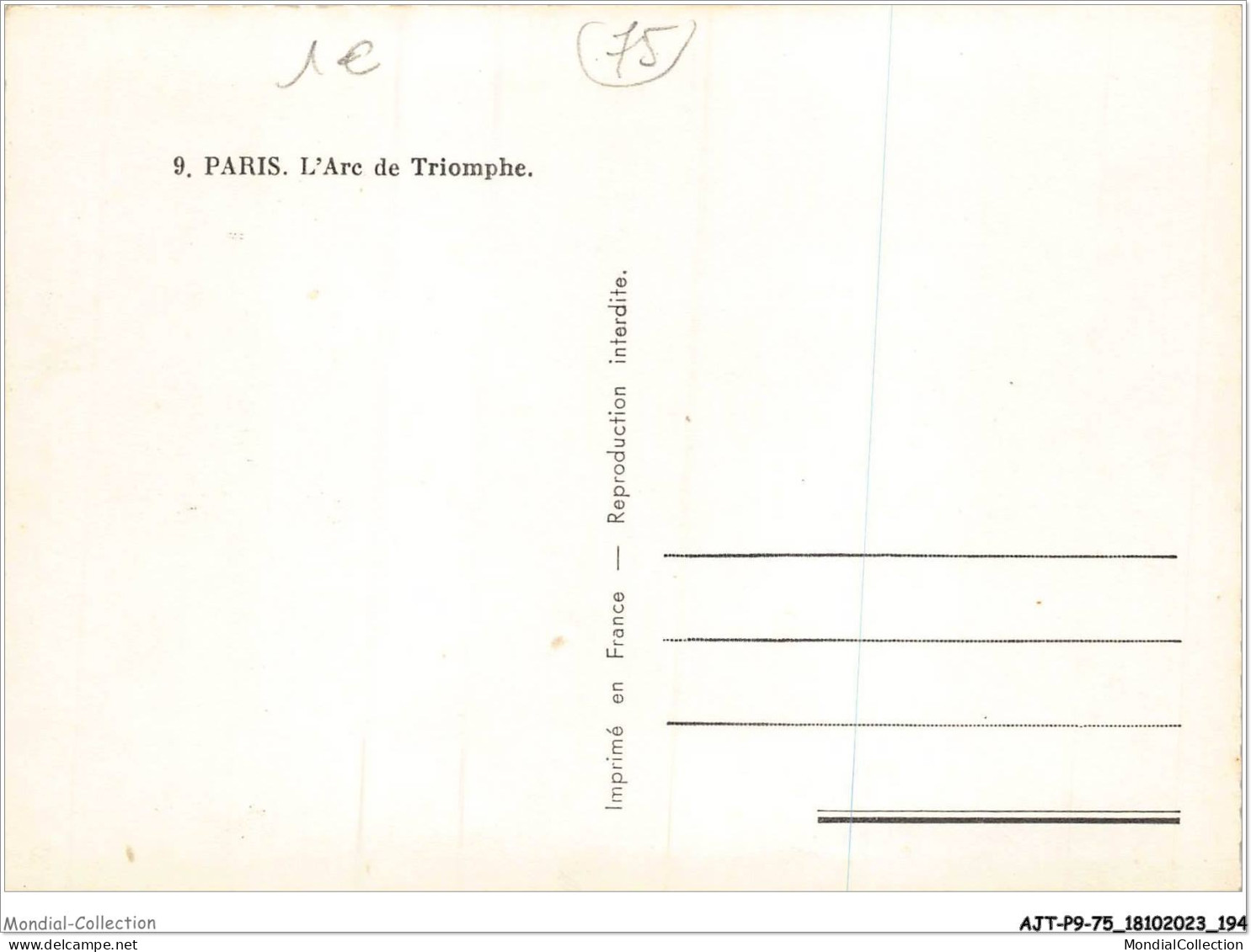 AJTP9-75-01017 - PARIS - L'arc De Triomphe  - Triumphbogen