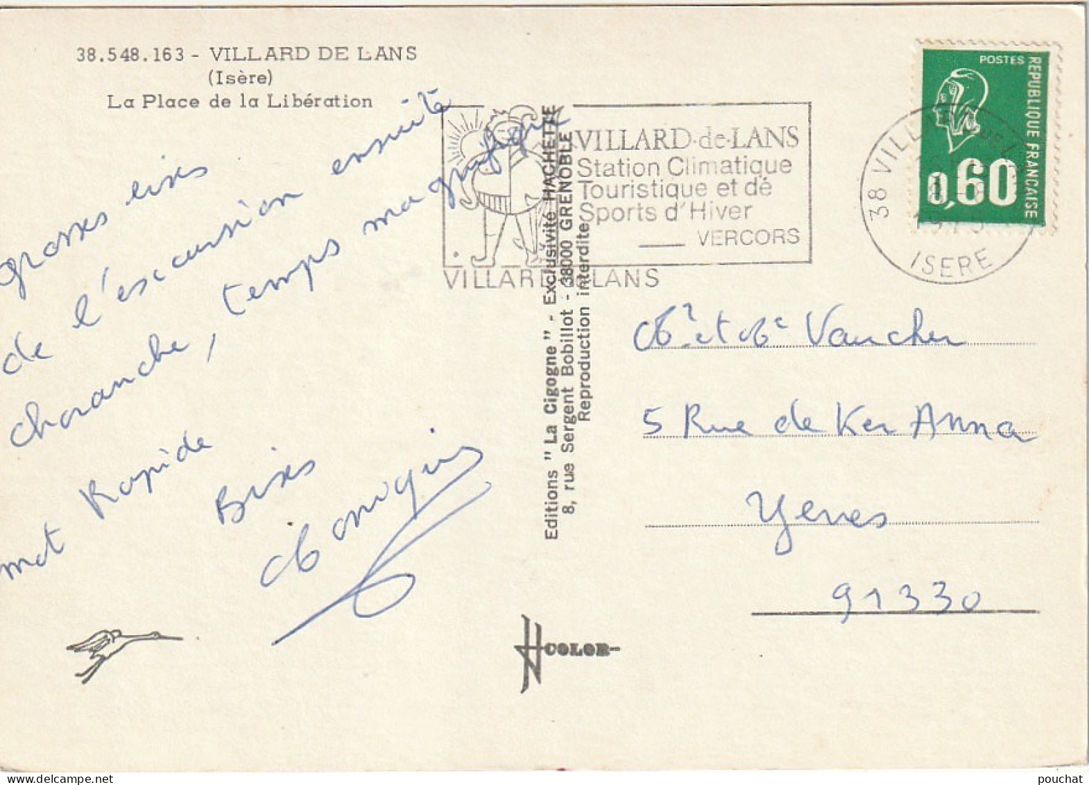 XXX -(38) VILLARD DE LANS - LA PLACE DE LA LIBERATION - COMMERCES - HOTEL CAFE RESTAURANT  - 2 SCANS - Villard-de-Lans