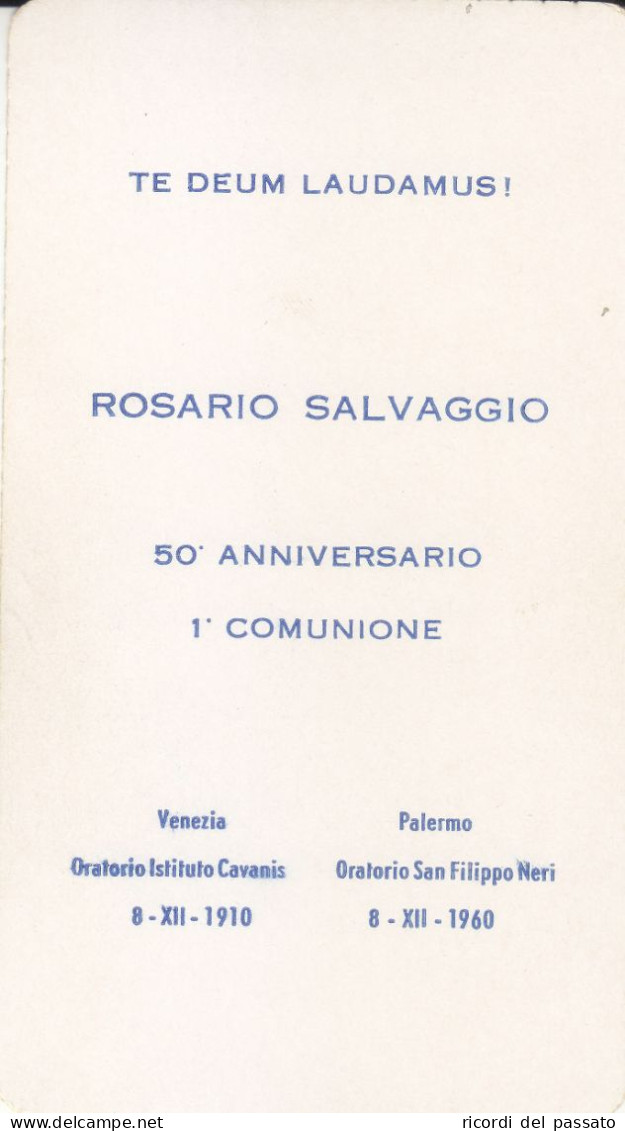 Santino Ricordo 50° Anniversario 1°comunione - Venezia 1910 / Palermo 1960 - Devotieprenten