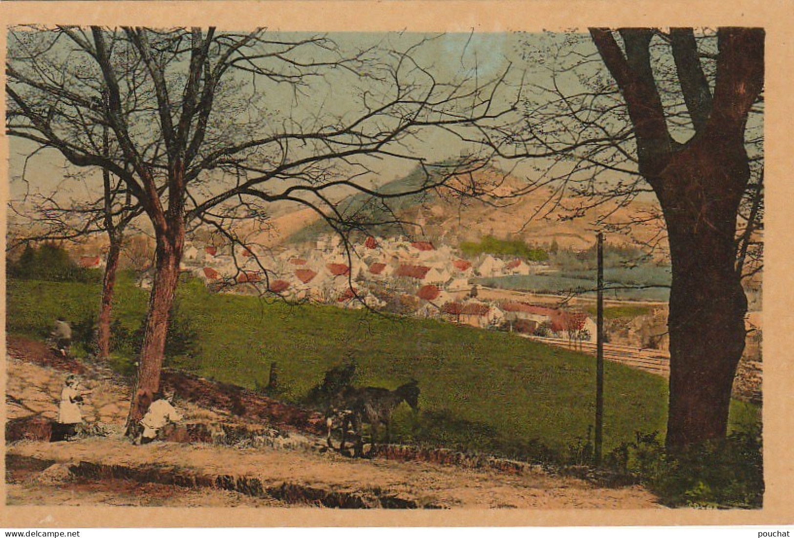 XXX -(39) LONS LE SAUNIER - PAYSAGE A MONTCIEL , AU FOND MONTMOROT - ANIMATION - ENFANTS - CARTE COLORISEE- 2 SCANS - Lons Le Saunier