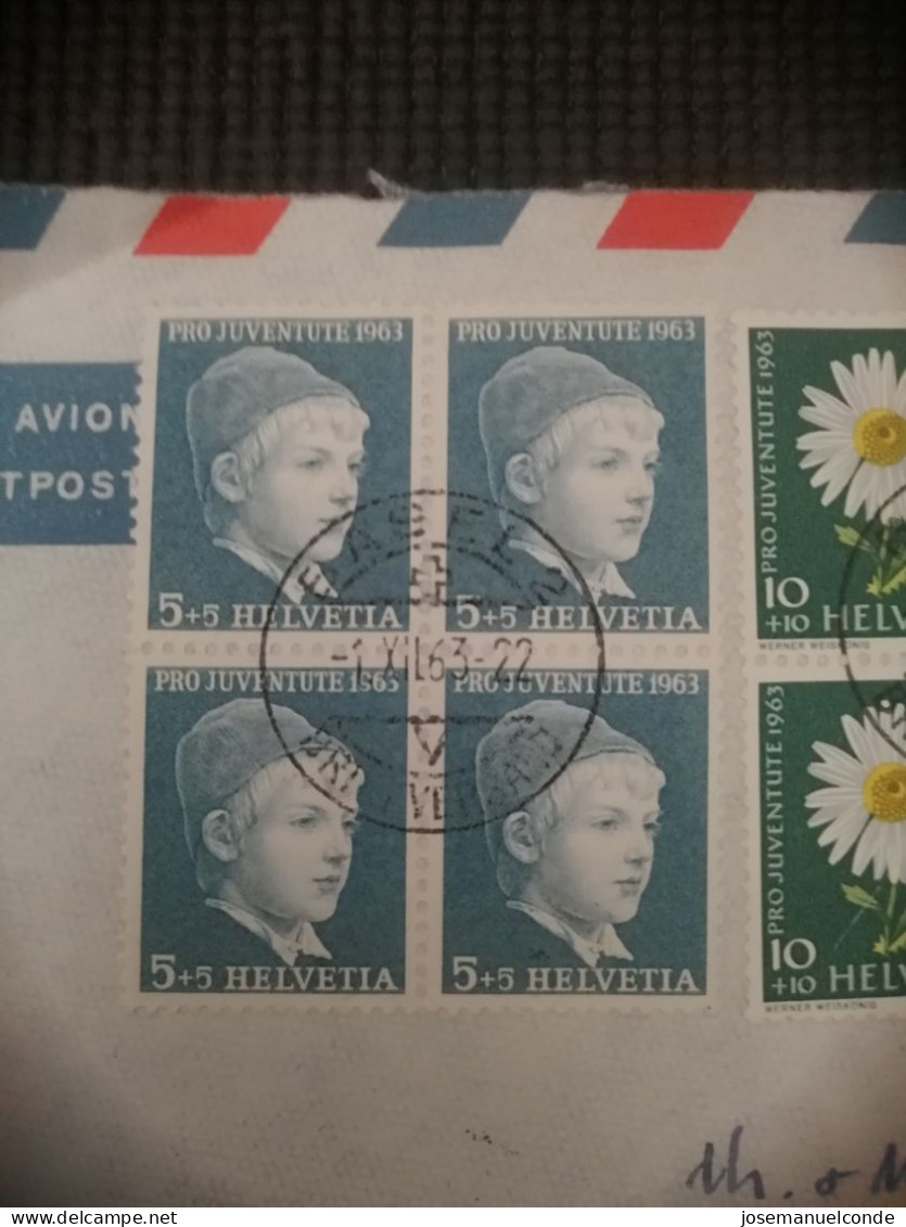 Sobre Con 12 Sellos Pro Juventute Del Año 1963 - Storia Postale