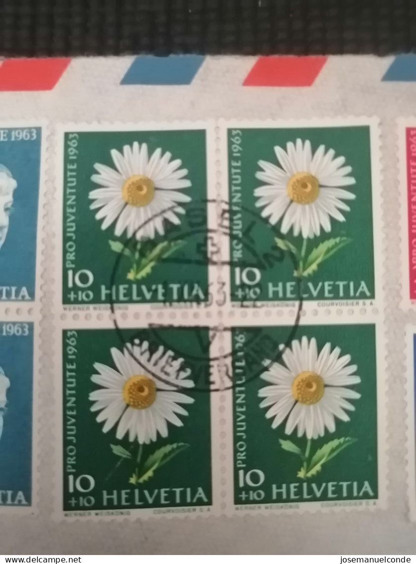 Sobre Con 12 Sellos Pro Juventute Del Año 1963 - Storia Postale