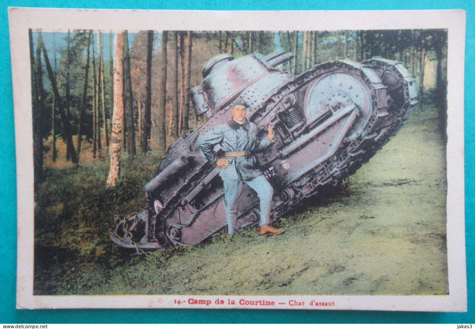 CPA CARTE POSTALE  MILITARIA   CHAR D ASSAUT - CAMP DE LA COURTINE - Ausrüstung