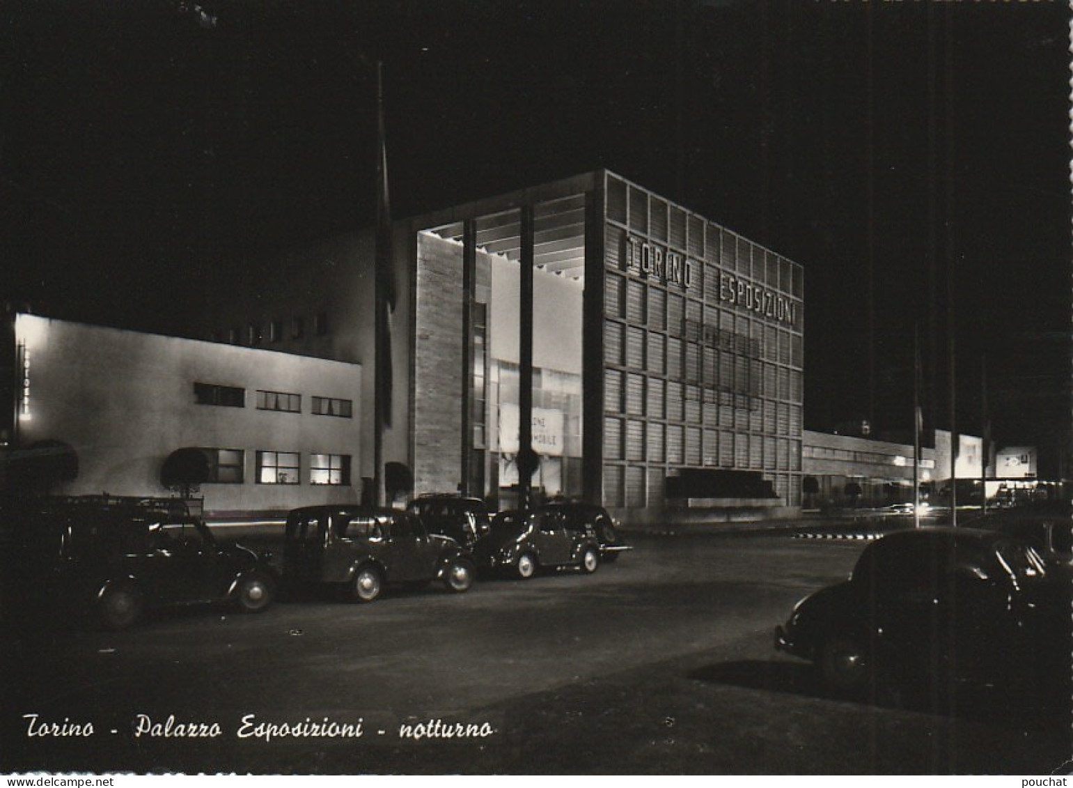 XXX - TORINO ( ITALIA ) - PALAZZO ESPOSIZIONI - NOTTURNO - AUTOMOBILI - EDIZ.  S. A. C. A. T. , TORINO - Autres Monuments, édifices