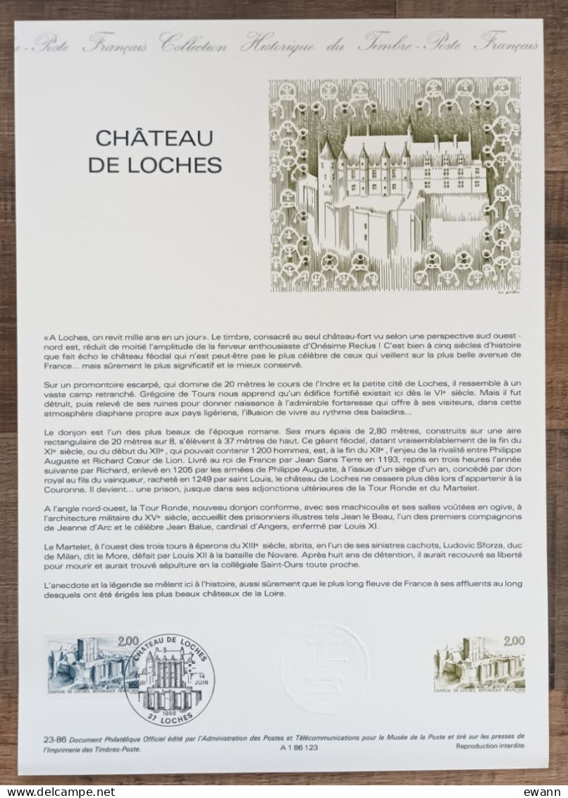 COLLECTION HISTORIQUE - YT N°2402 - CHATEAU DE LOCHES - 1986 - 1980-1989