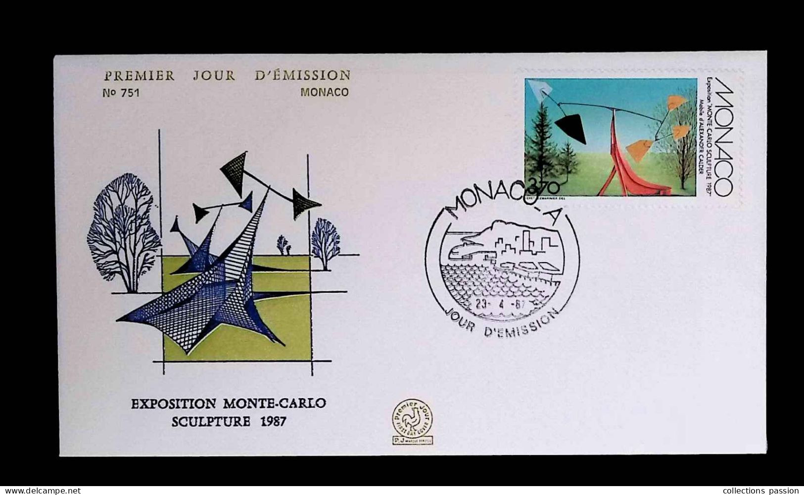 CL, FDC, Premier Jour,  Monaco. A, 23-4-1987,  Exposition Monte-Carlo, Sculpture 1987 - FDC