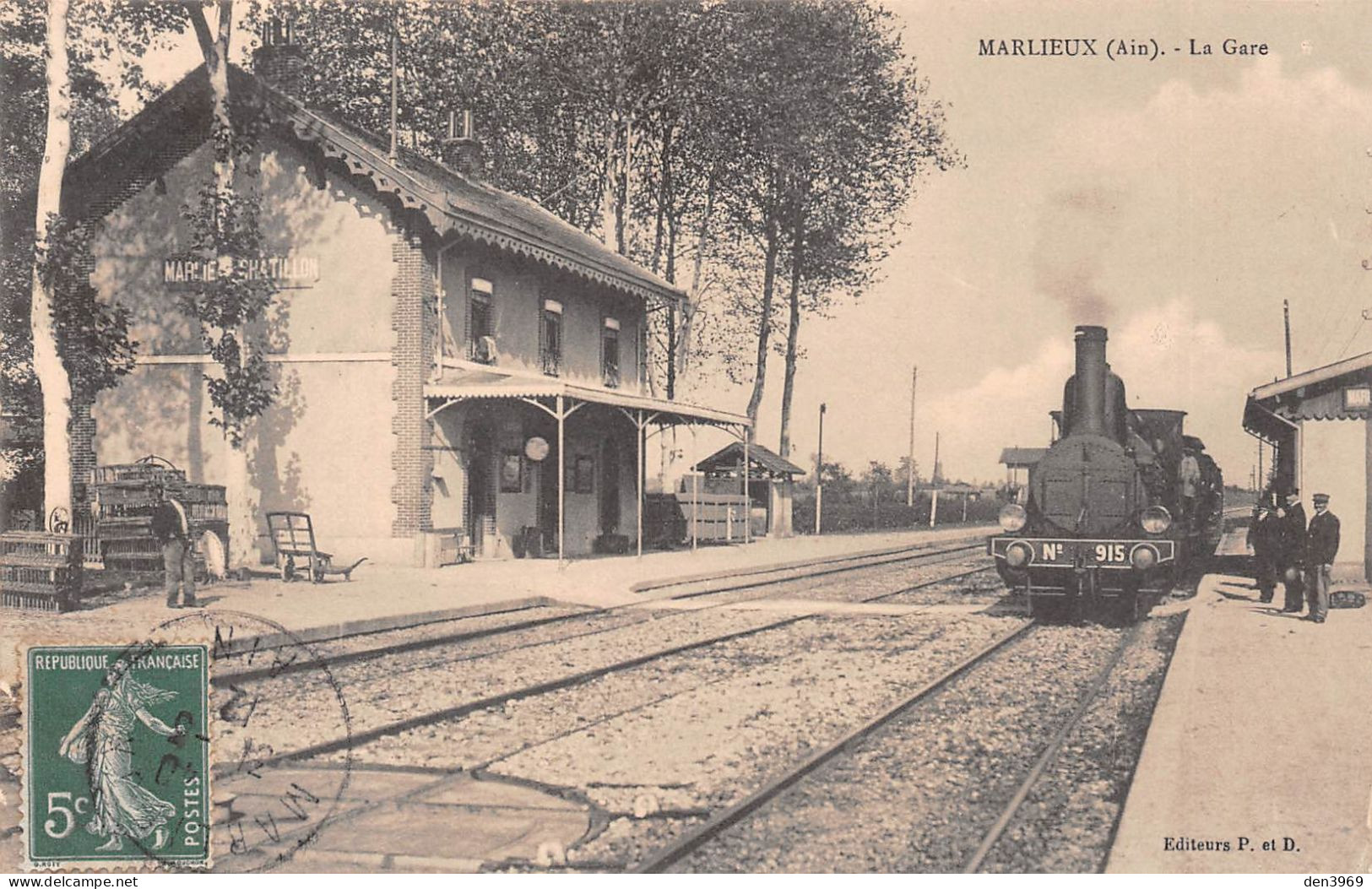 MARLIEUX (Ain) - La Gare Avec Train - Locomotive - Voyagé 1912 (2 Scans) - Unclassified