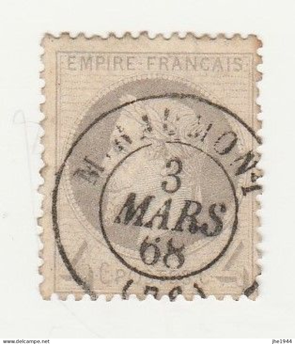 France N° 27B Napoléon III 4 C Gris - 1863-1870 Napoleon III Gelauwerd