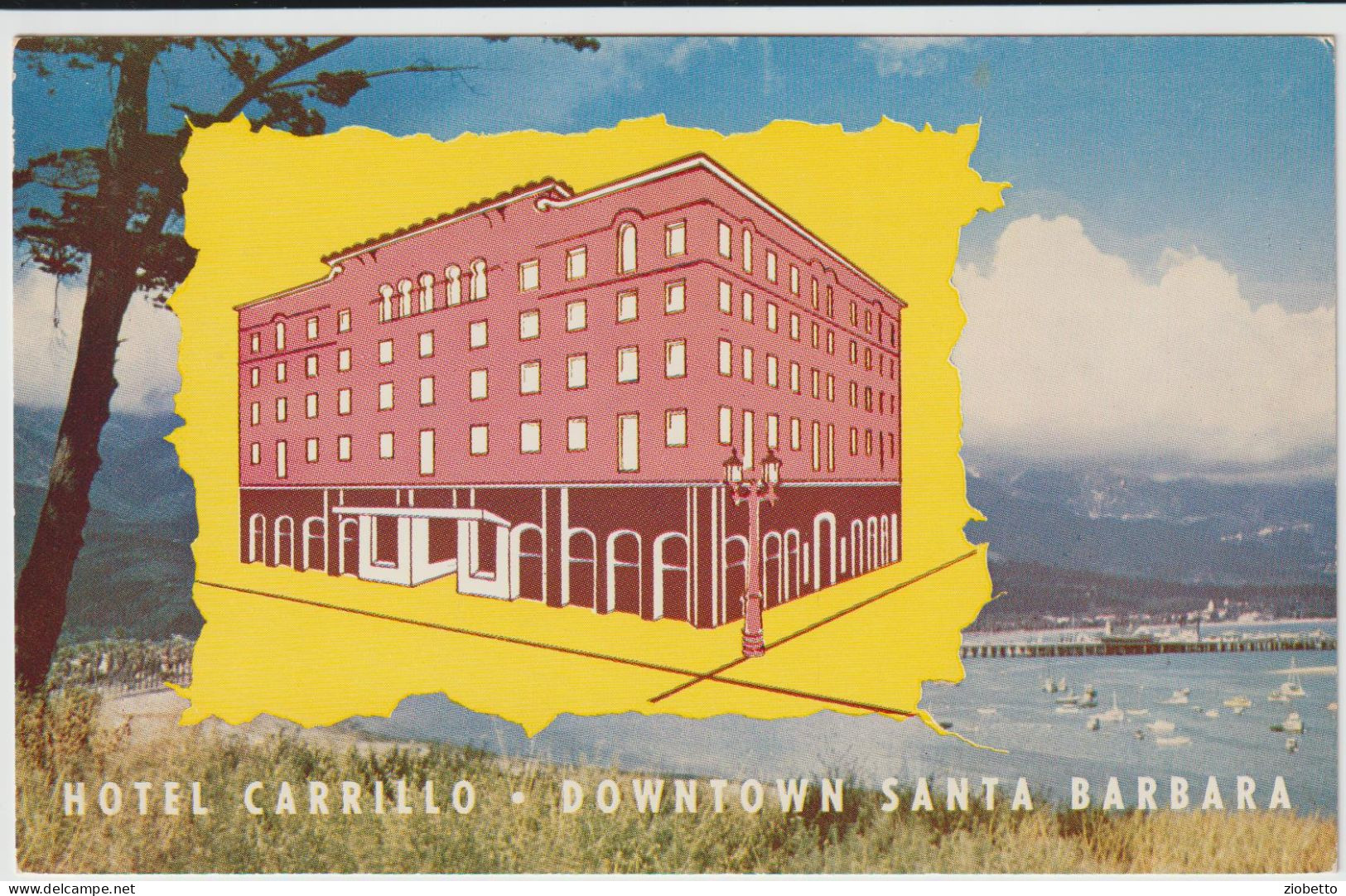 CARTOLINA DI HOTEL CARRILLO - SANTA BARBARA - CALIFORNIA - FORMATO PICCOLO - Santa Barbara