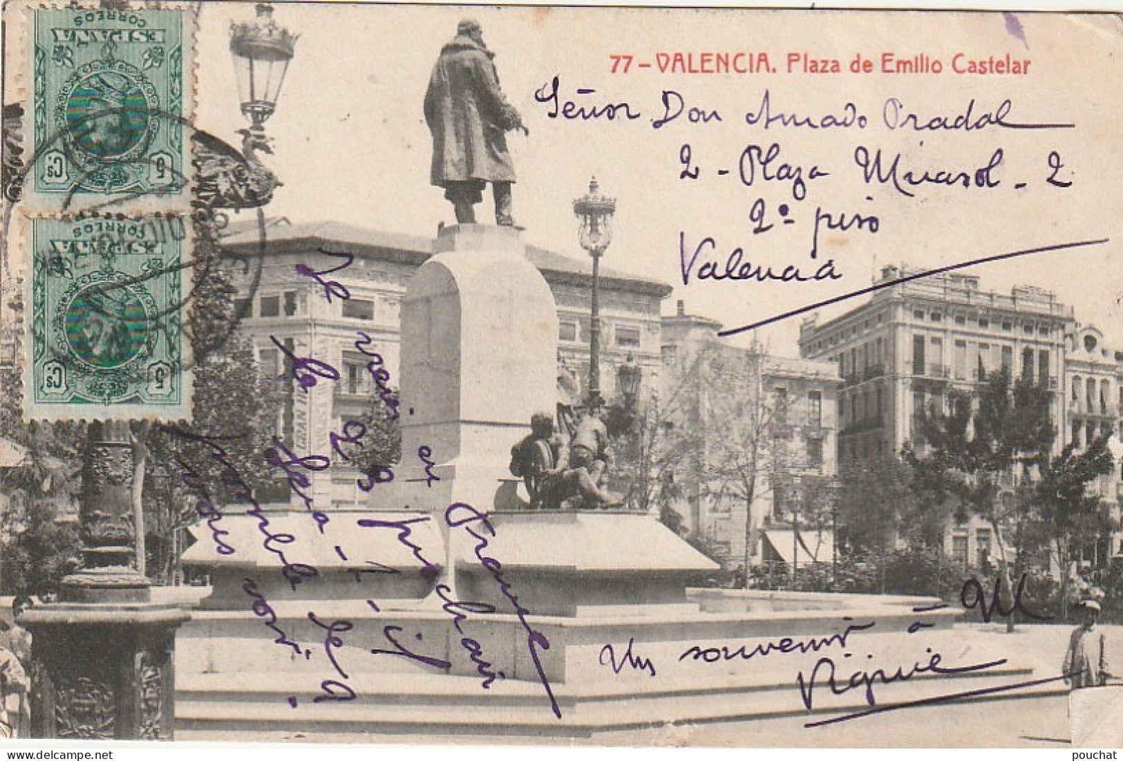 XXX - VALENCIA - PLAZA DE EMILIO CASTELAR - FOTOTIPIA THOMAS , BARCELONA - 2 SCANS - Valencia