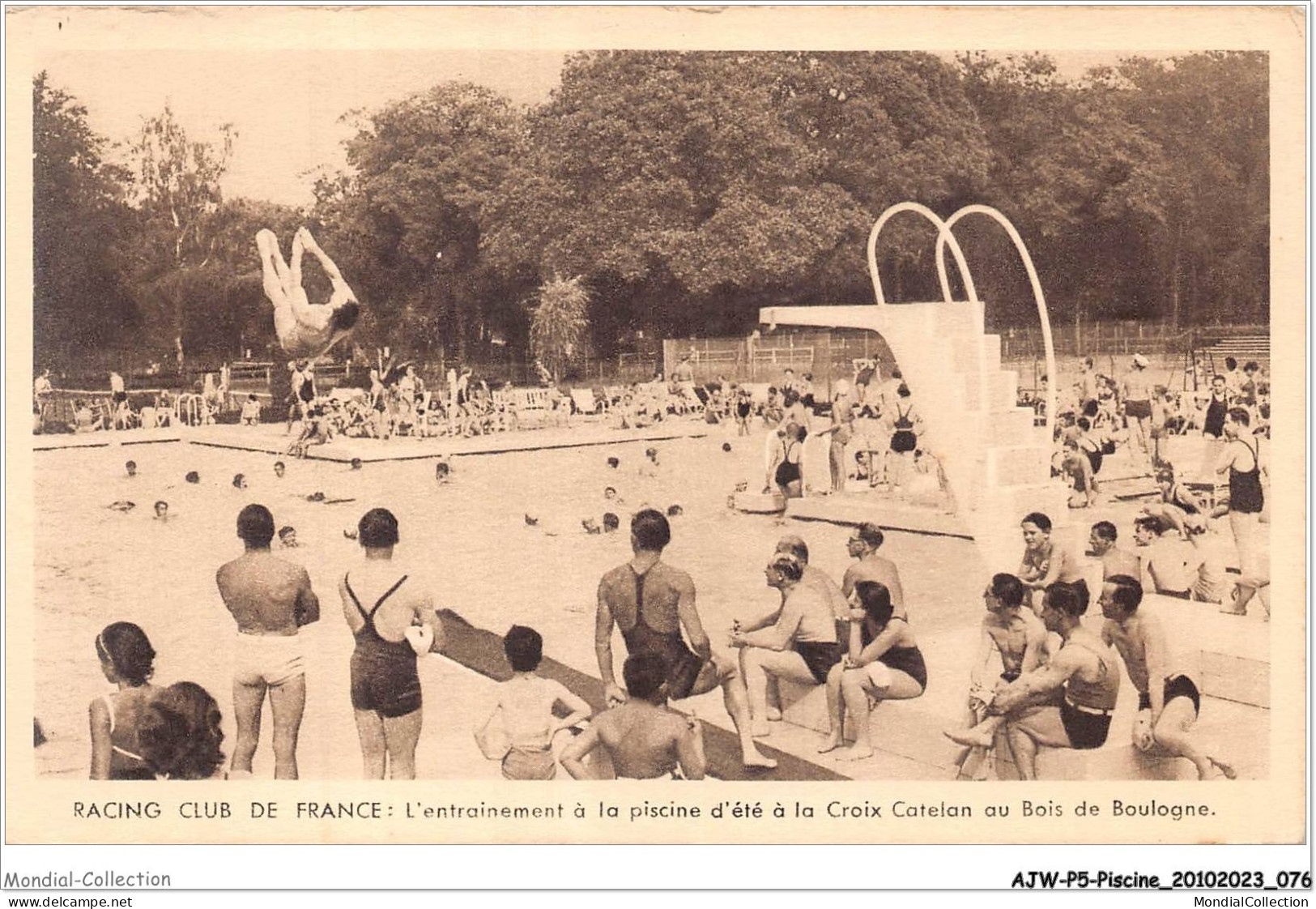 AJWP5-0473 - PISCINE - RACING CLUB DE FRANCE - L'ENTRAINEMENT A LA PISCINE D'ETE A LA CROIX CATELAN AU BOIS DE BOULOGNE  - Autres & Non Classés