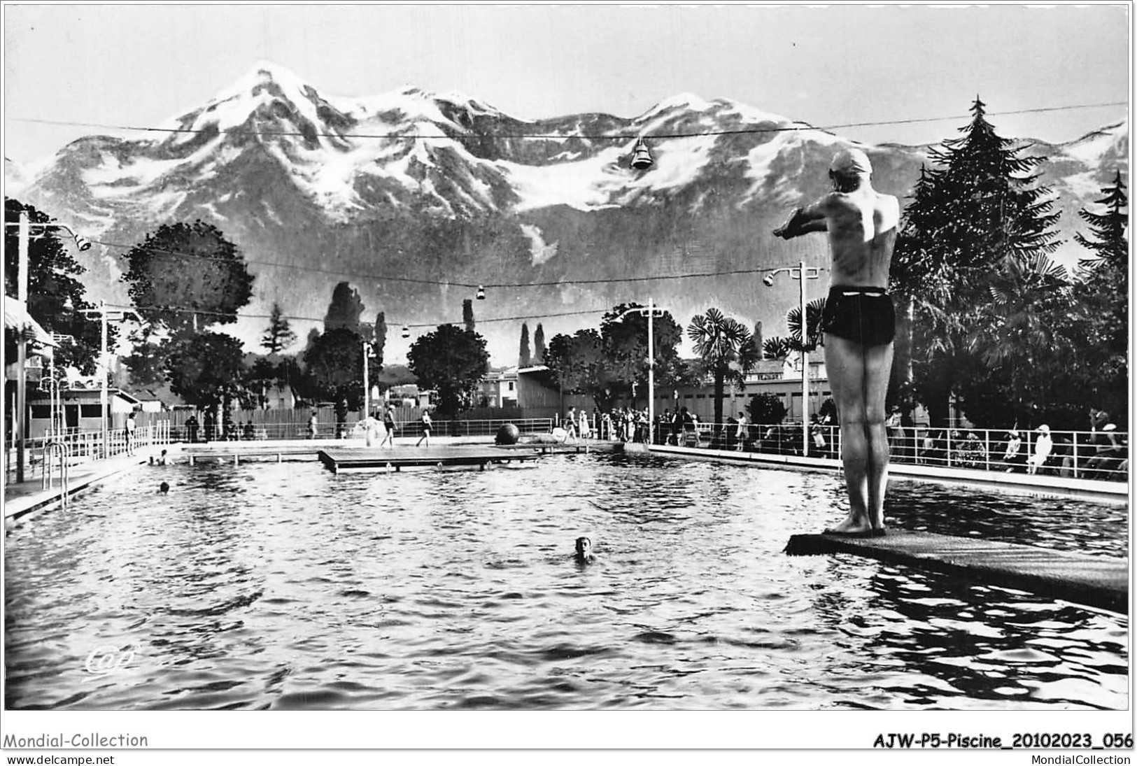 AJWP5-0463 - PISCINE - TARBES - PISCINE NELLY - VUE DU BASSIN ET LES PYRENEES  - Autres & Non Classés