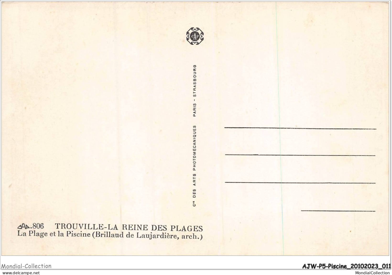 AJWP5-0440 - PISCINE - TROUVILLE - LA REINE DES PLAGE - LA PLAGE ET LA PISCINE  - Autres & Non Classés