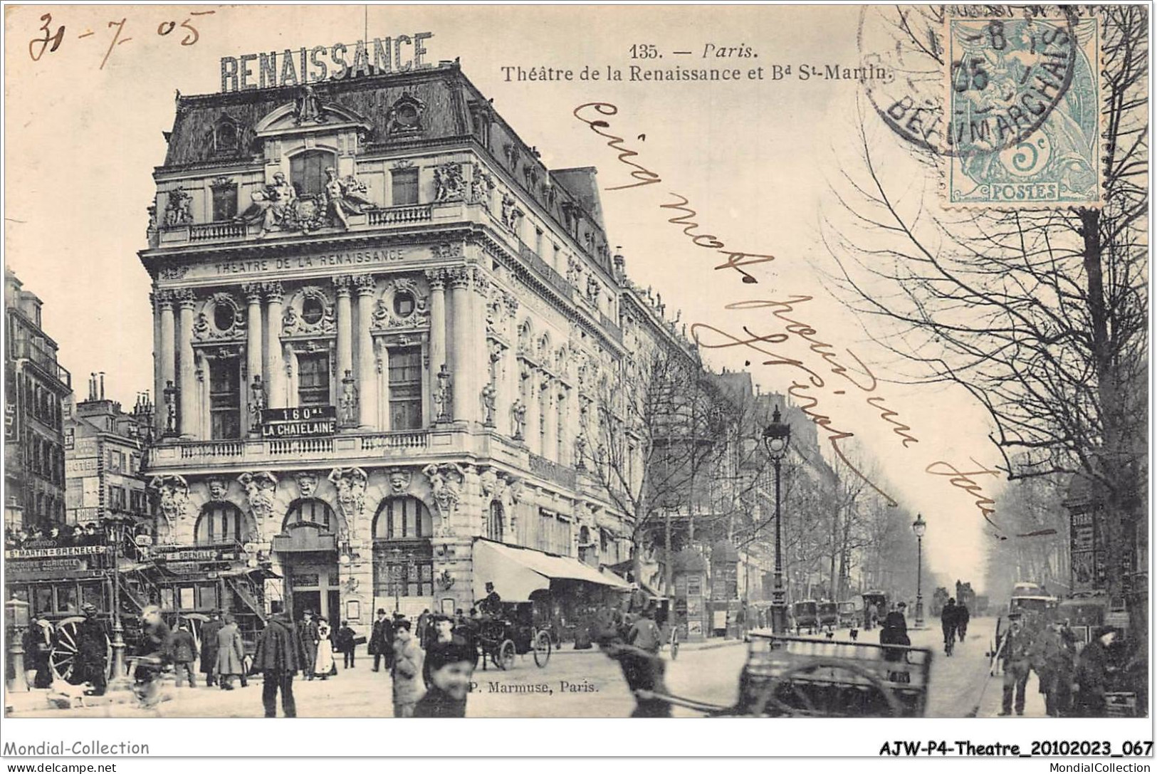 AJWP4-0363 - THEATRE - PARIS - THEATRE DE LA RENAISSANCE ET BOULEVARD ST-MARTIN  - Theater