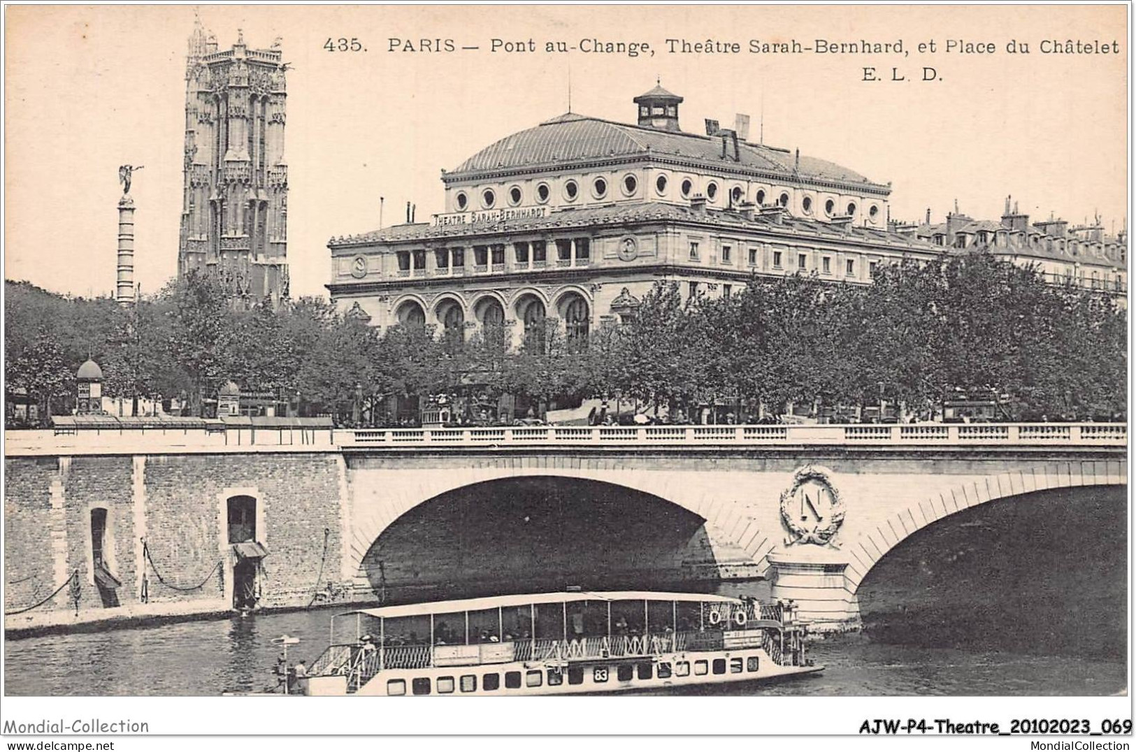 AJWP4-0364 - THEATRE - PARIS - PONT AU-CHANGE - THEATRE SARAH-BERNHARD ET PLACE DU CHATELET  - Théâtre