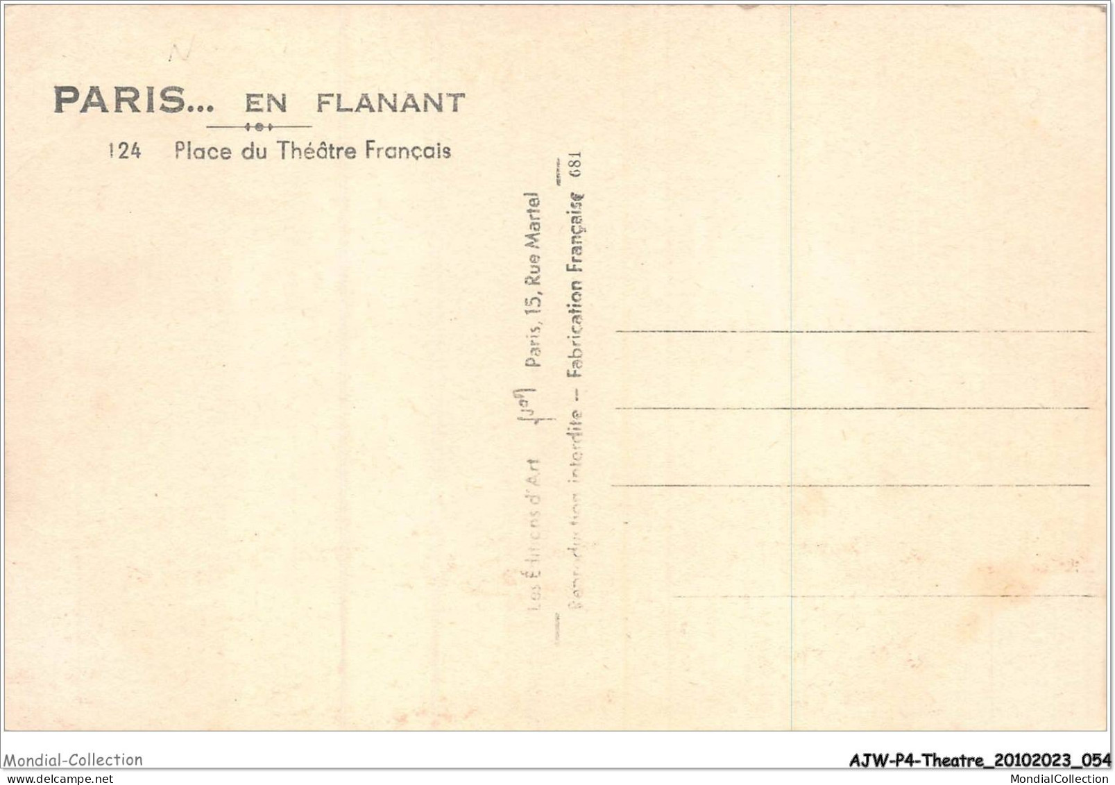 AJWP4-0356 - THEATRE - PARIS - PLACE DU THEATRE FRANCAIS  - Theatre