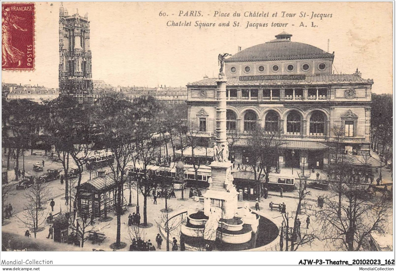 AJWP3-0310 - THEATRE - PARIS - PLACE DU CHATELET ET TOUR ST-JACQUES  - Théâtre