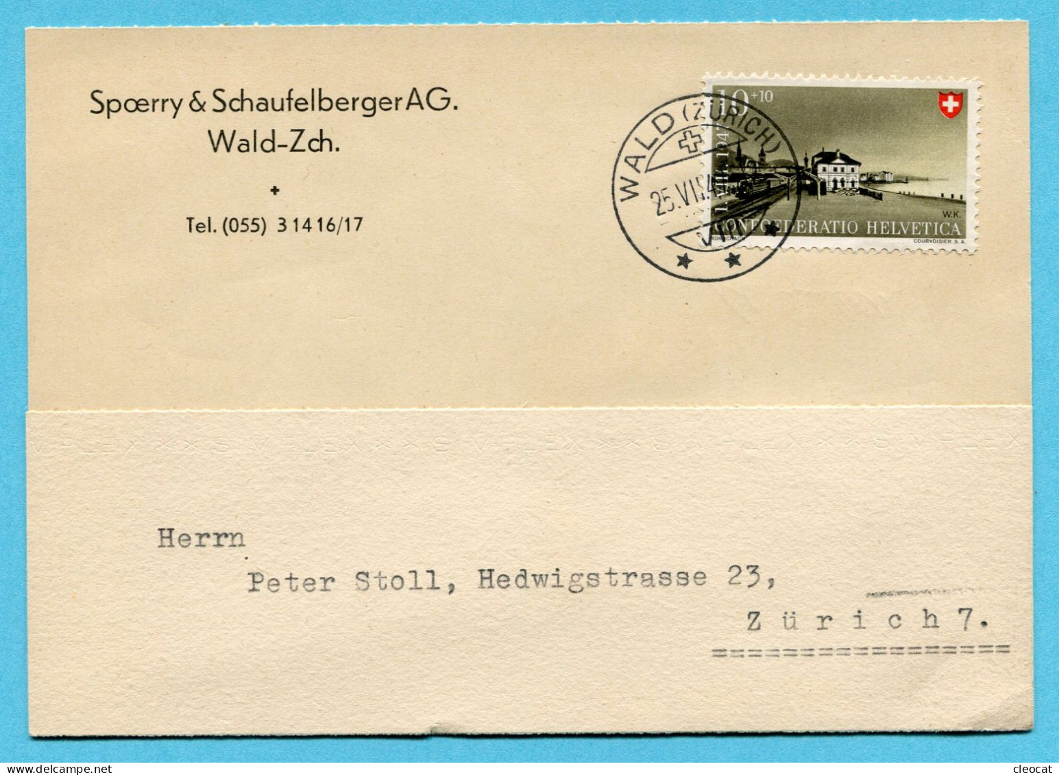 Postkarte Wald 1947 - Absender: Spoerry & Schaufberger AG - Brieven En Documenten