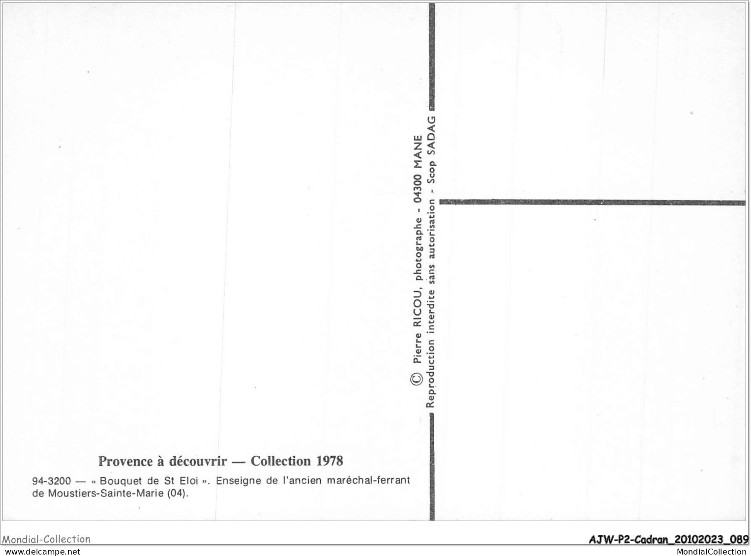 AJWP2-0166 - CADRAN-SOLAIRE - BOUQUET DE ST ELOI - ENSEIGNE DE L'ANCIEN MARECHAL-FERRANT DE MOUSTIERS-SAINTE-MARIE - Astronomía
