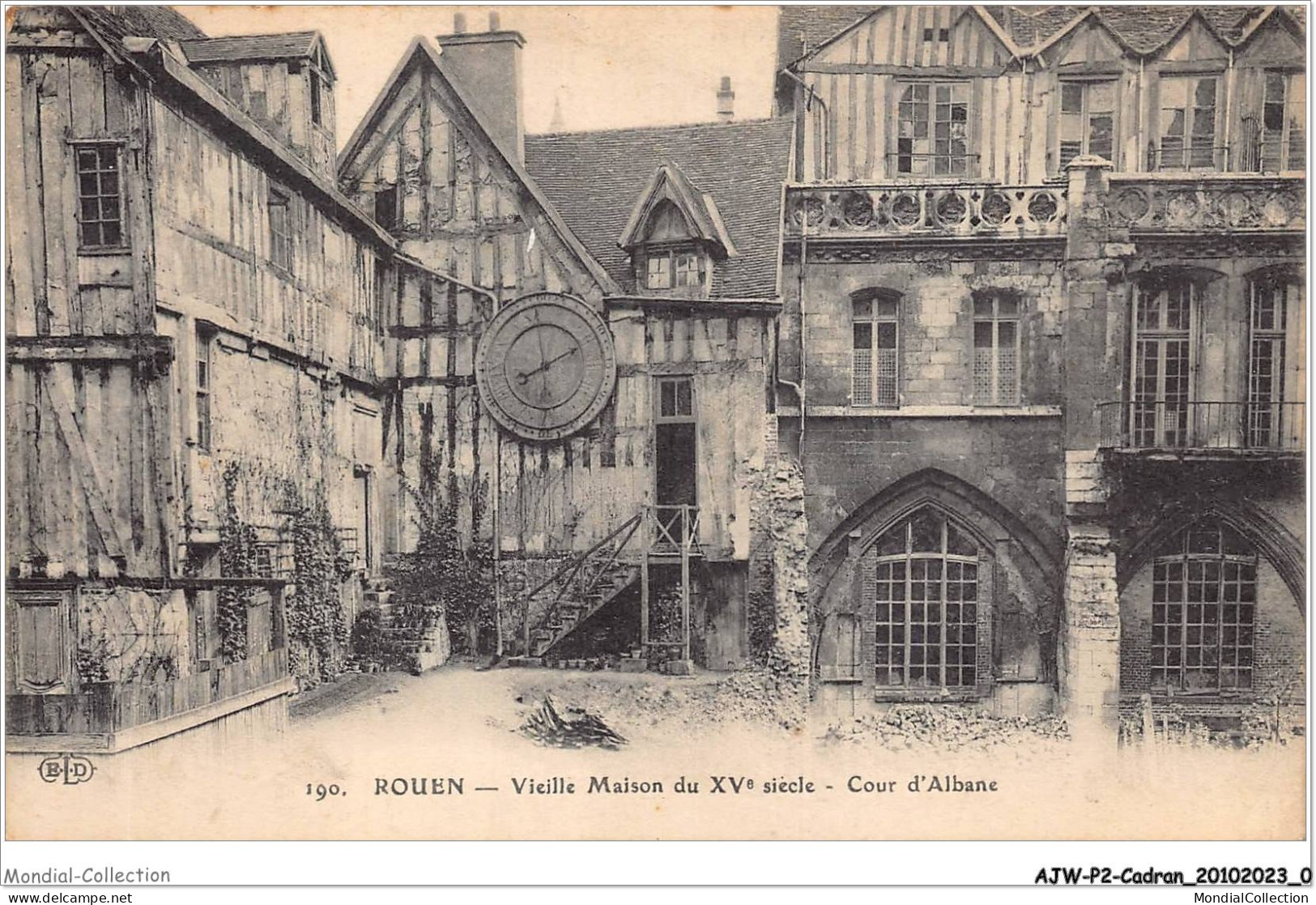 AJWP2-0122 - CADRAN-SOLAIRE - ROUEN - VIEILLE MAISON DU XVe SIECLE - COUR D'ALBANE  - Sterrenkunde