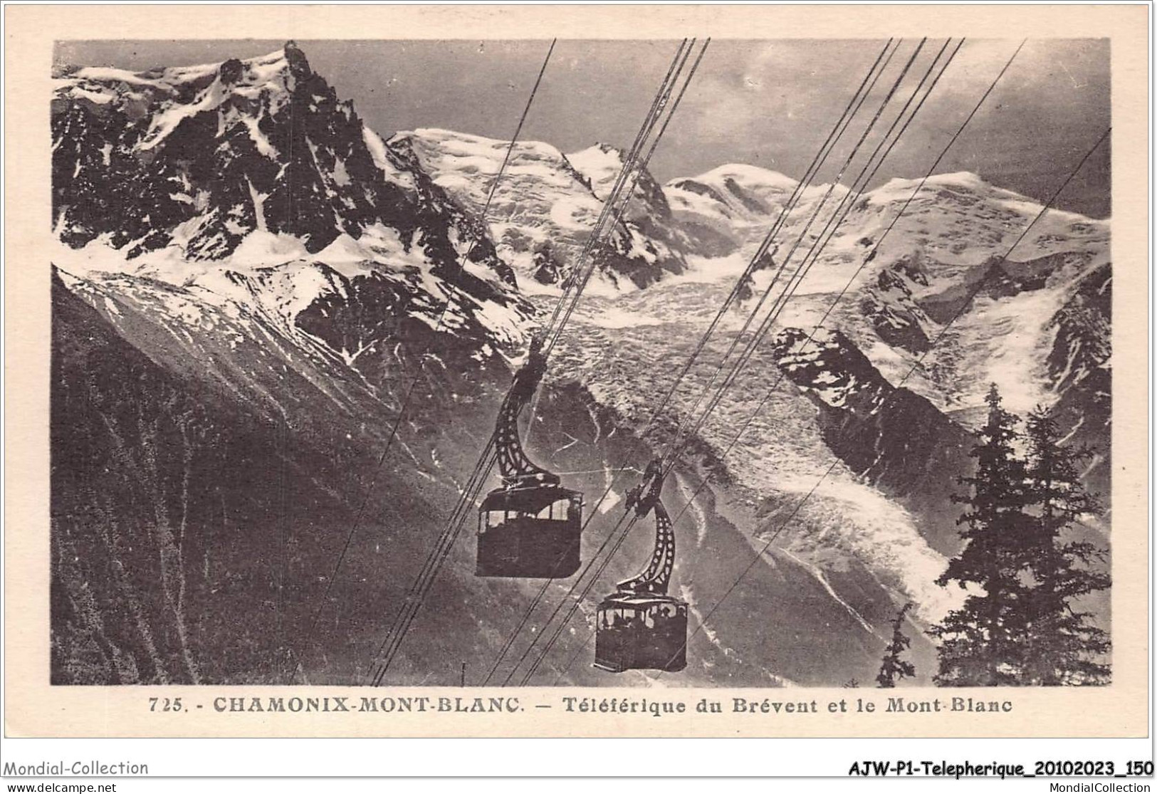 AJWP1-0076 - TELEPHERIQUE - CHAMONIX-MONT-BLANC - TELEFERIQUE DU BREVENT ET LE MONT-BLANC  - Other & Unclassified