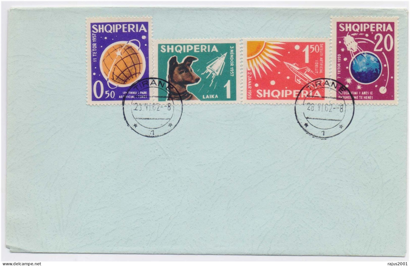 Russian Sputnik II With Dog Laika, First Animal In Space, Space Dog, Orbit, Astronaut, Astrology, Astronomy Albania FDC - Sterrenkunde