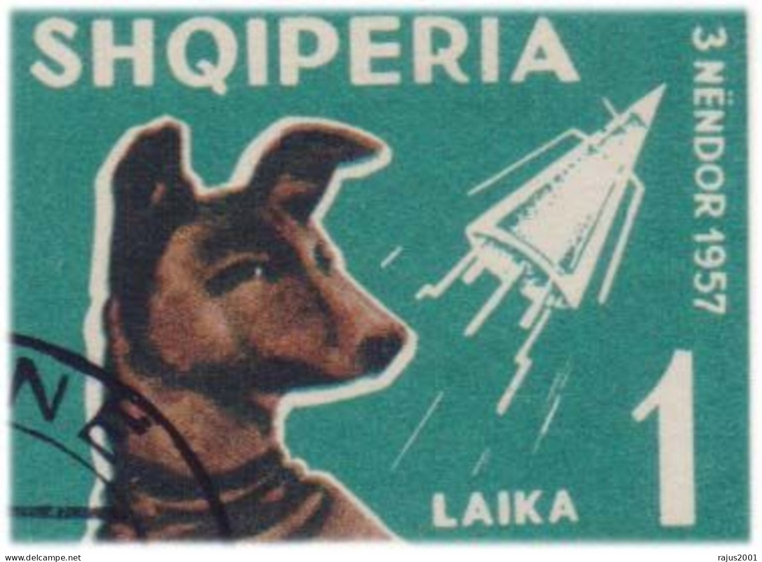Russian Sputnik II With Dog Laika, First Animal In Space, Space Dog, Orbit, Astronaut, Astrology, Astronomy Albania FDC - Astronomie