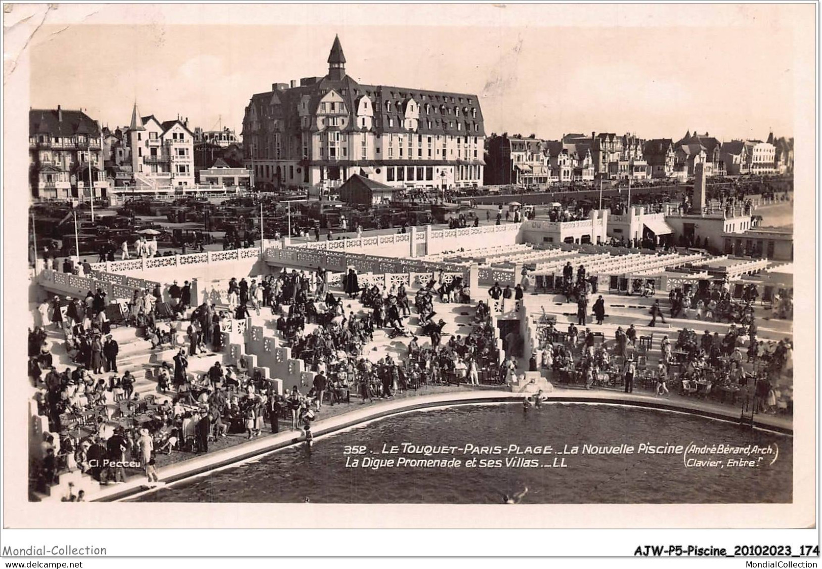 AJWP5-0522 - PISCINE - LE TOUQUET-PARIS-PLAGE - LA NOUVELLE PISCINE - LA DIGUE PROMENADE ET SES VILLAS  - Andere & Zonder Classificatie