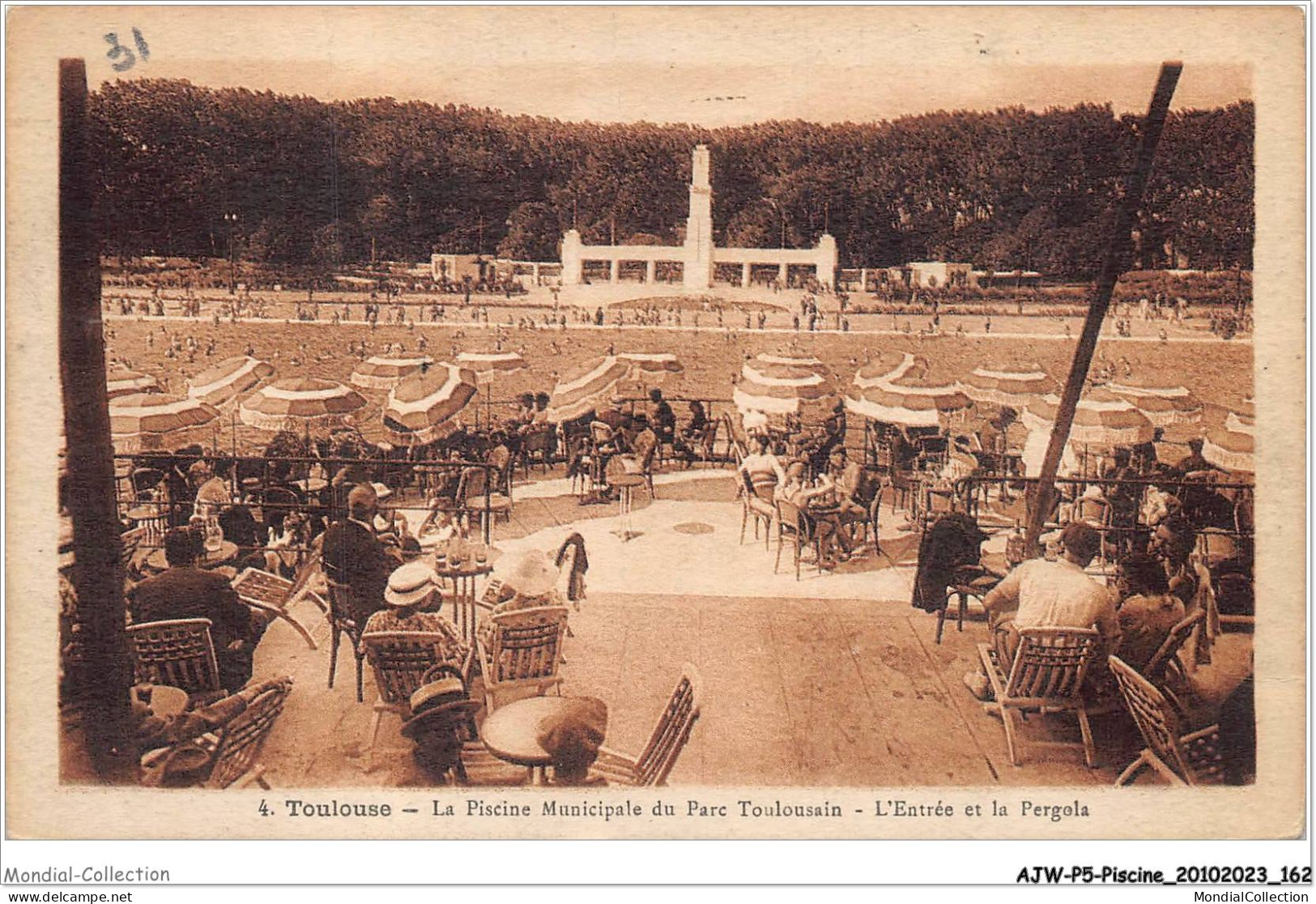 AJWP5-0516 - PISCINE - TOULOUSE - LA PISCINE MUNICIPAL DU PARC TOULOUSAIN  - L'ENTREE ET LA PERGOLA  - Andere & Zonder Classificatie