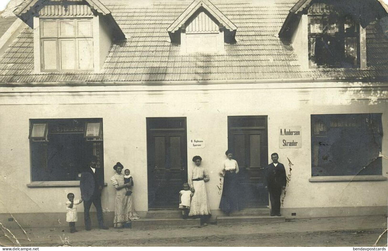 Denmark, BRØRUP, Syersker Dressmaker Fogtmann Skræder Tailor Andersen 1916 RPPC - Danemark