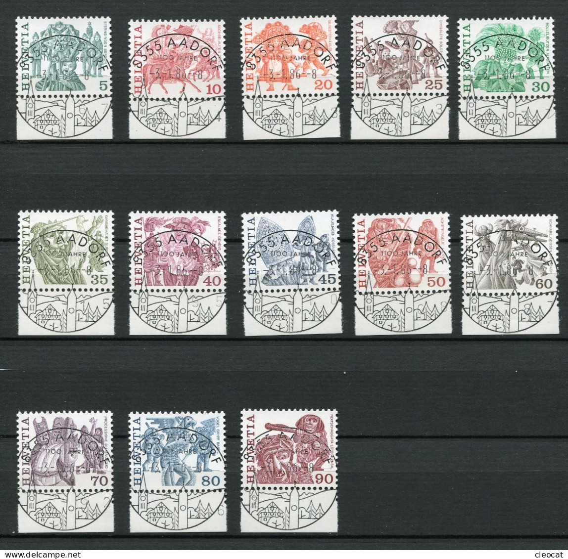 Volksbräuche 2 Sätze Mit Vollstempel Aadorf 1986 - Used Stamps