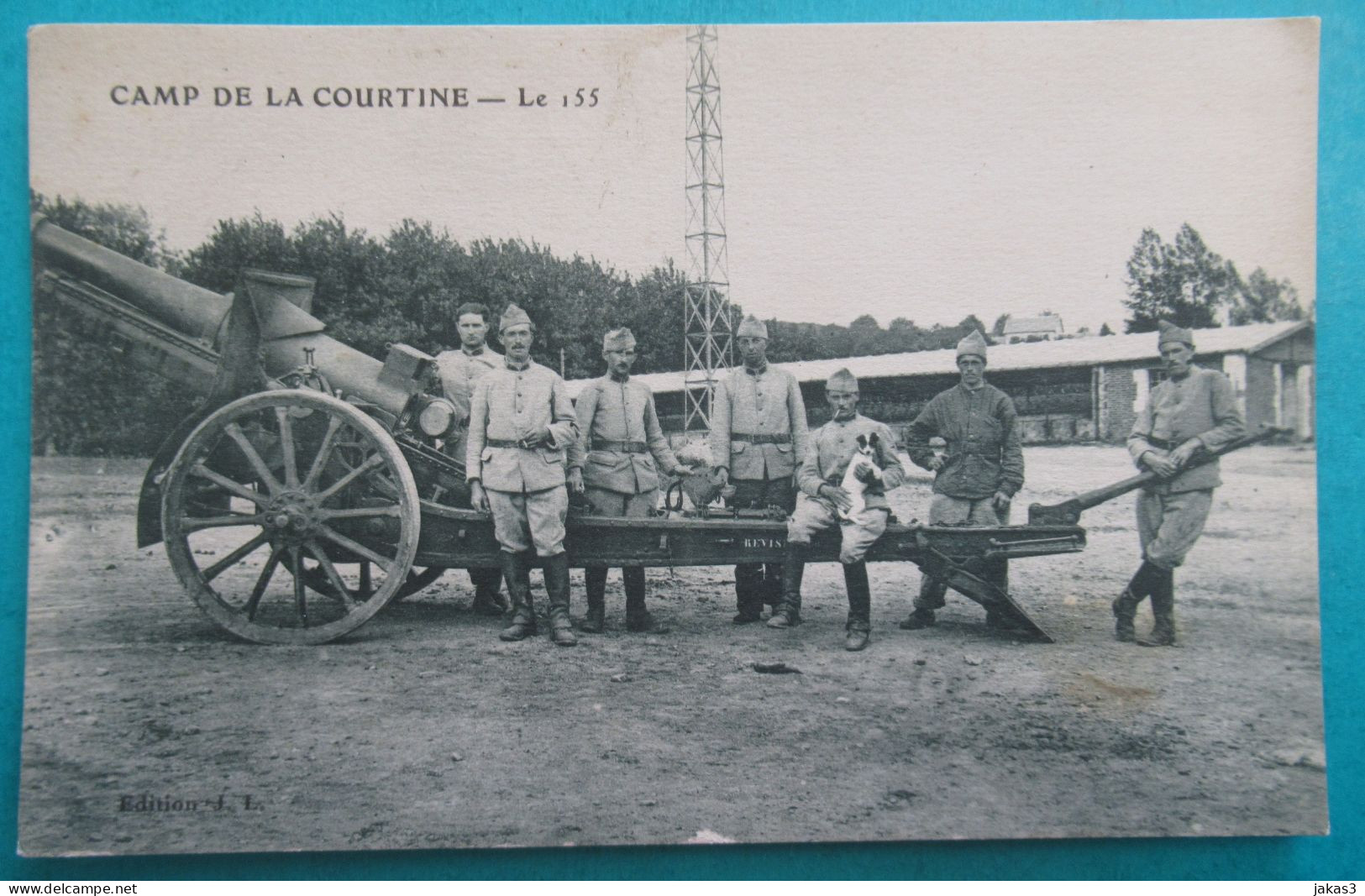 CPA CARTE POSTALE MILITARIA   CANON DE 155 - CAMP DE LA COURTINE - Matériel