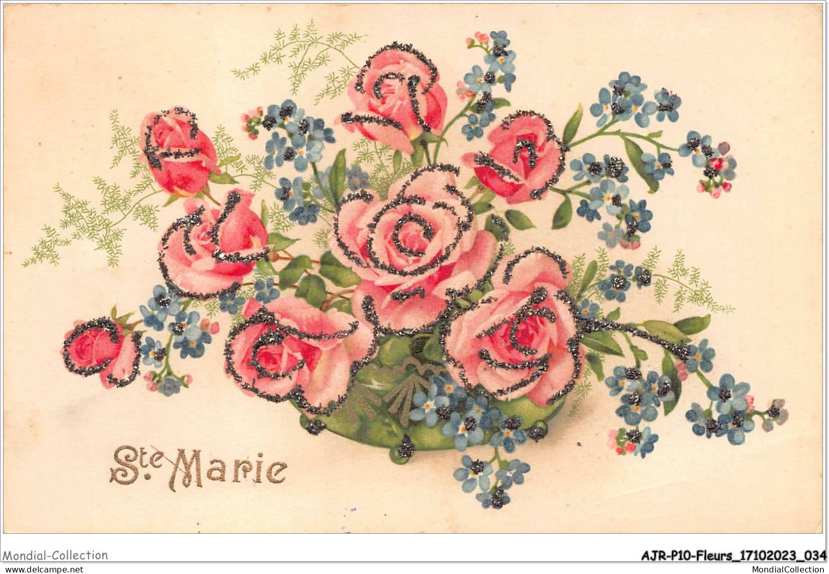 AJRP10-0994 - FLEURS - BOUQUET DE ROSES ET DE MYOSOTIS - STE-MARIE - Flowers
