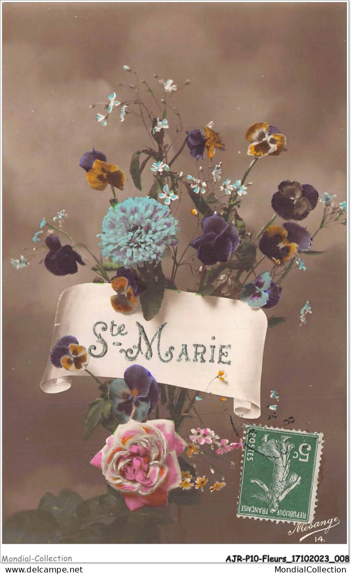 AJRP10-0981 - FLEURS - BOUQUET DE PENSEES ET D'OEILLETS STE MARIE - Blumen
